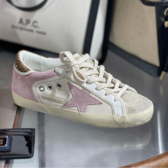 Golden Goose Superstar Sneaker Cream Antique Pink Suede/Leopard sz 37 New in Box - Picture 3 of 17